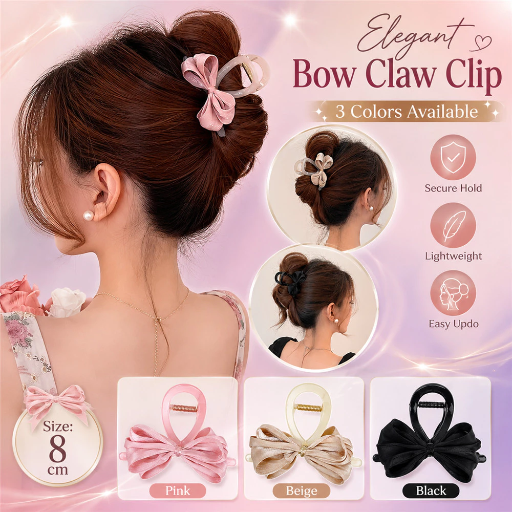 Simple Back of Head Hair Clip Shark Clip แฟชั ่ นโบว ์ คลิป Headdress หญิงหวานอารมณ ์
