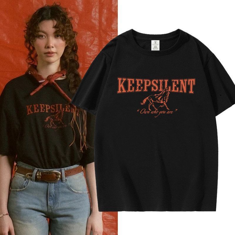 Lingorm Keep Silent Round Neck Cotton T Short Sleeve Casual Top Man/Women Couple Shirts Short