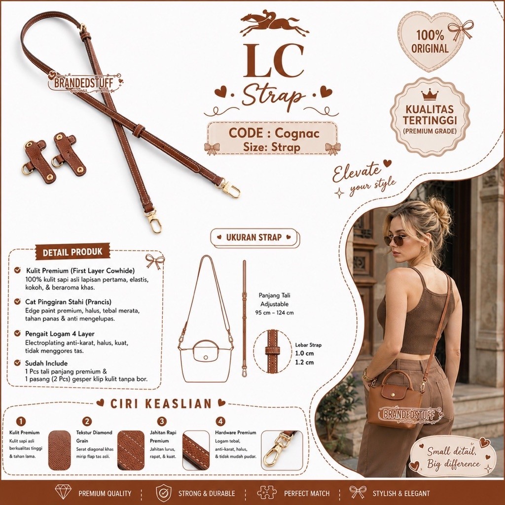 LC Adjustable Strap Bag - Cognac