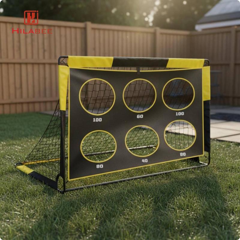 HILABEE ประตูฟุตบอลแบบพกพา 2-in-1 ผ้า Oxford Mini Goal Post Soccer Training อุปกรณ์เสริมสําหรับเด็กแ