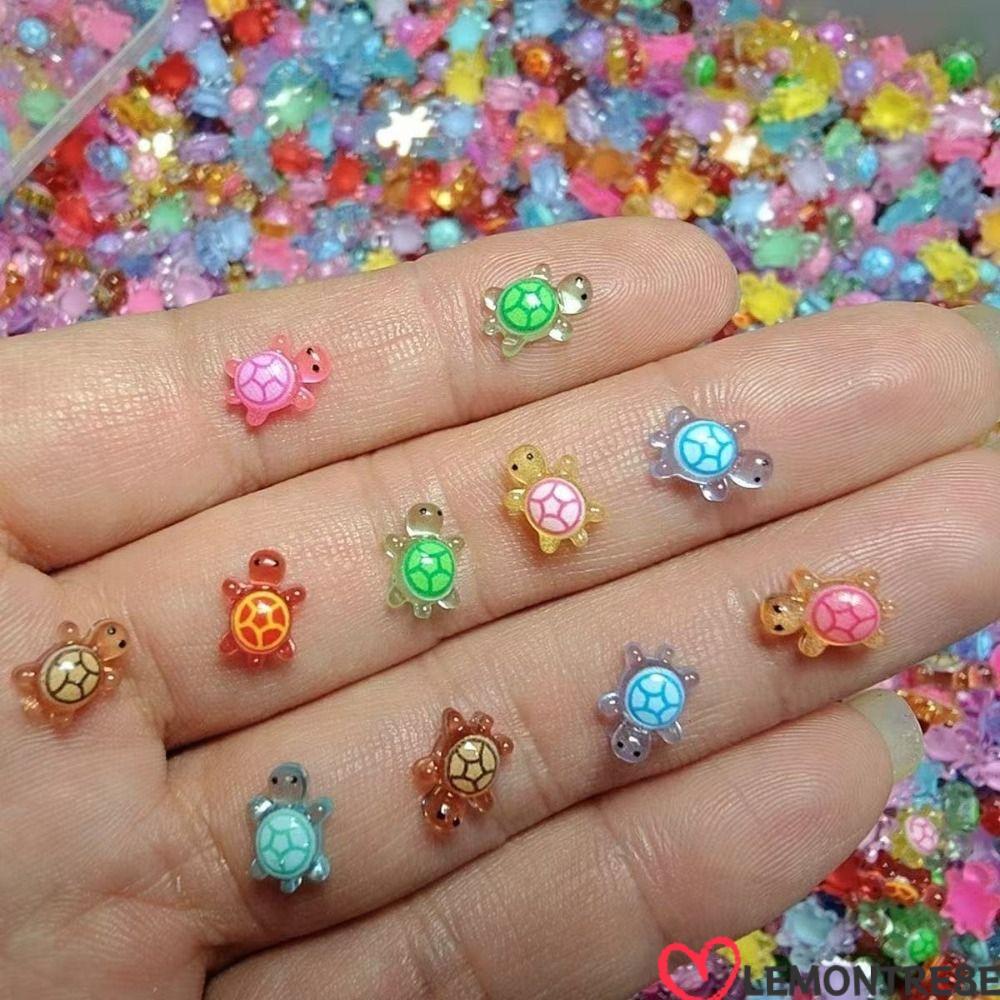 LEMONTREE เต่าเรืองแสง 100 ชิ้น, การ์ตูน DIY Mini เรซิ่นสัตว์, Dopamine เรืองแสงสี Miniature Figurines Fairy Garden ตกแต่ง
