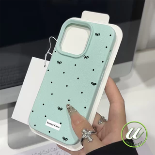 เคสโทรศัพท์สีดำแบบผ้าโบว์และลายจุดสไตล์อินสตาแกรม เคสไอโฟน IPhone 17 12 14 11 16 13 15 Pro Max Air XS Max XR X15 16 Plus