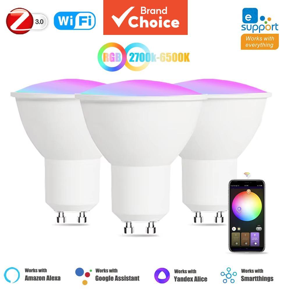 EWelink GU10 สมาร์ท Zigbee Wifi หลอดไฟ Led 5W GU10 RGB CW WW Spotlight โคมไฟสําหรับ Alexa Google Ynd