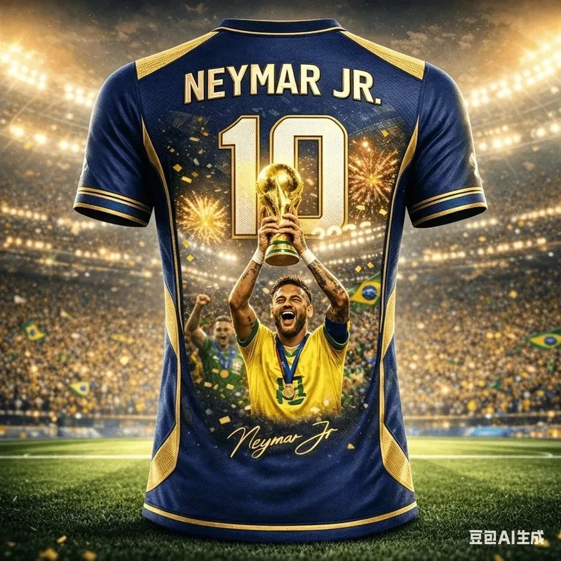 Neymar Football Shirt for Men 3D Printed T-Shirt, Quick-Drying, Breathable. Suitable for Outdoor Spo