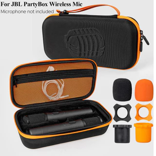 กระเป๋าใส่ไมโครโฟน + ชุดกันลื่นสําหรับ JBL PartyBox Wireless Mic - รวมเคสแข็ง ONE ที่ยึดกันลื่นสองตัวสําหรับไมโครโฟน ฝาครอบโฟม 2 อัน และ 2 รูบี