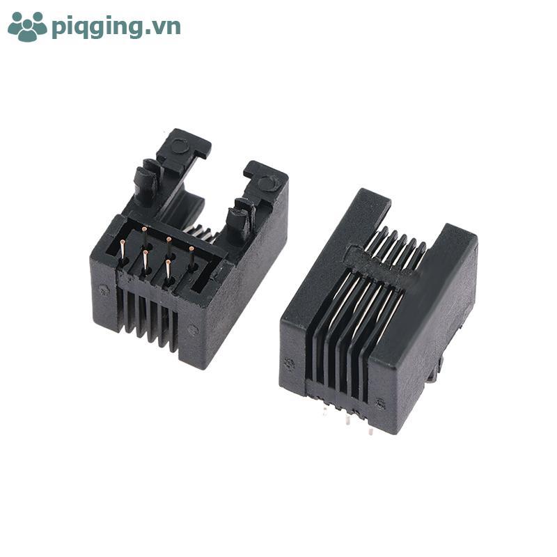 Piqging 10PCS RJ11 4P4C/6P6C/6P4C หญิง PCB โทรศัพท์ Soet Connector VN