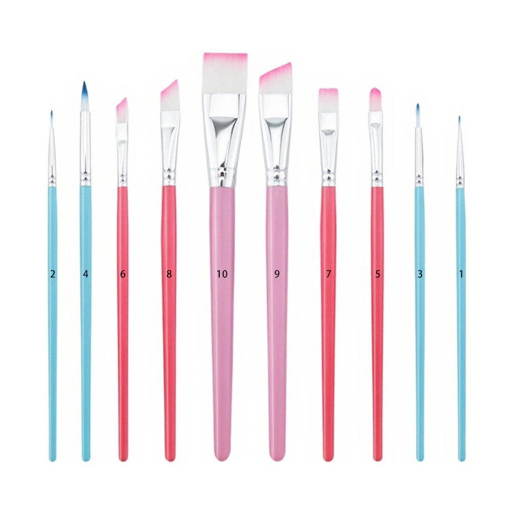 10Wooden handle oil painting brush Face painting brush, nylon bristles, wooden handle, face paint br