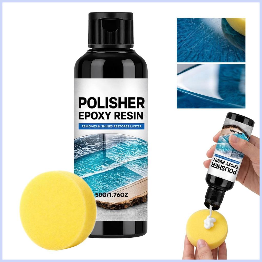 Epoxy Resin Polishing Kit 50g Sanding Repair Scratch Cleaner พร้อมฟองน้ํา Fast Long Lasting Shine Enhancer สําหรับ