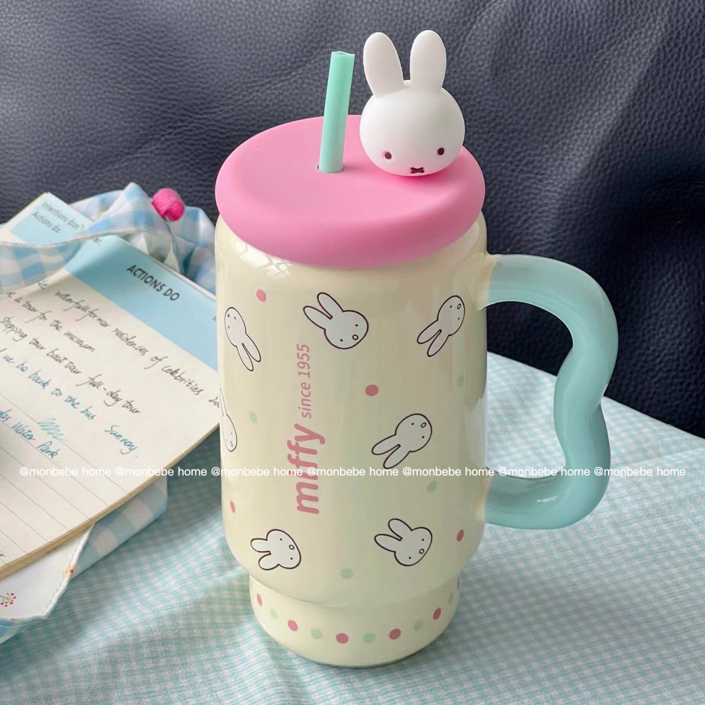 แก้วมัค แก้ว แก้วกาแฟ ins miffy 660ml ความจุสูง สำหรับร้านกาแฟ พร้อมส่ง