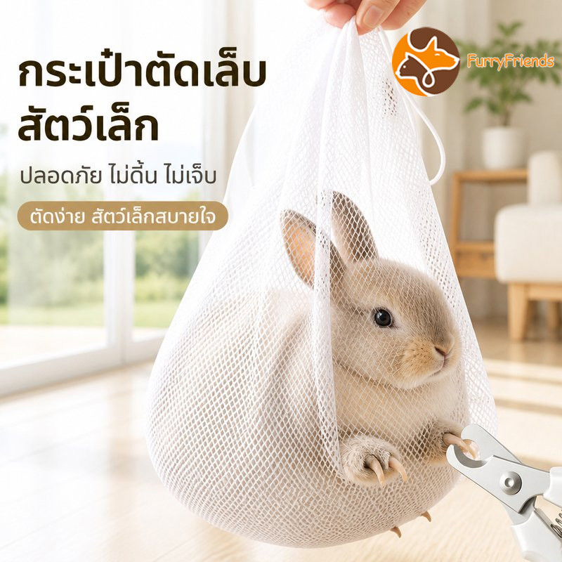 อุปกรณ์ตัดเล็บกระต่าย ถุงจับกระต่ายตัดเล็บ ของใช้กระต่าย ตาข่ายนุ่ม ระบายอากาศดี ลดการข่วน ช่วยตัดเล็บสะดวก