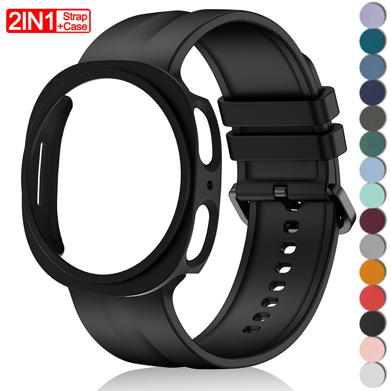 Strap + สําหรับ Samsung Galaxy Watch 9 8 40 มม.44 มม.PC Hollowed Protector ฝาครอบกีฬาซิลิโคนอุปกรณ์เสริม