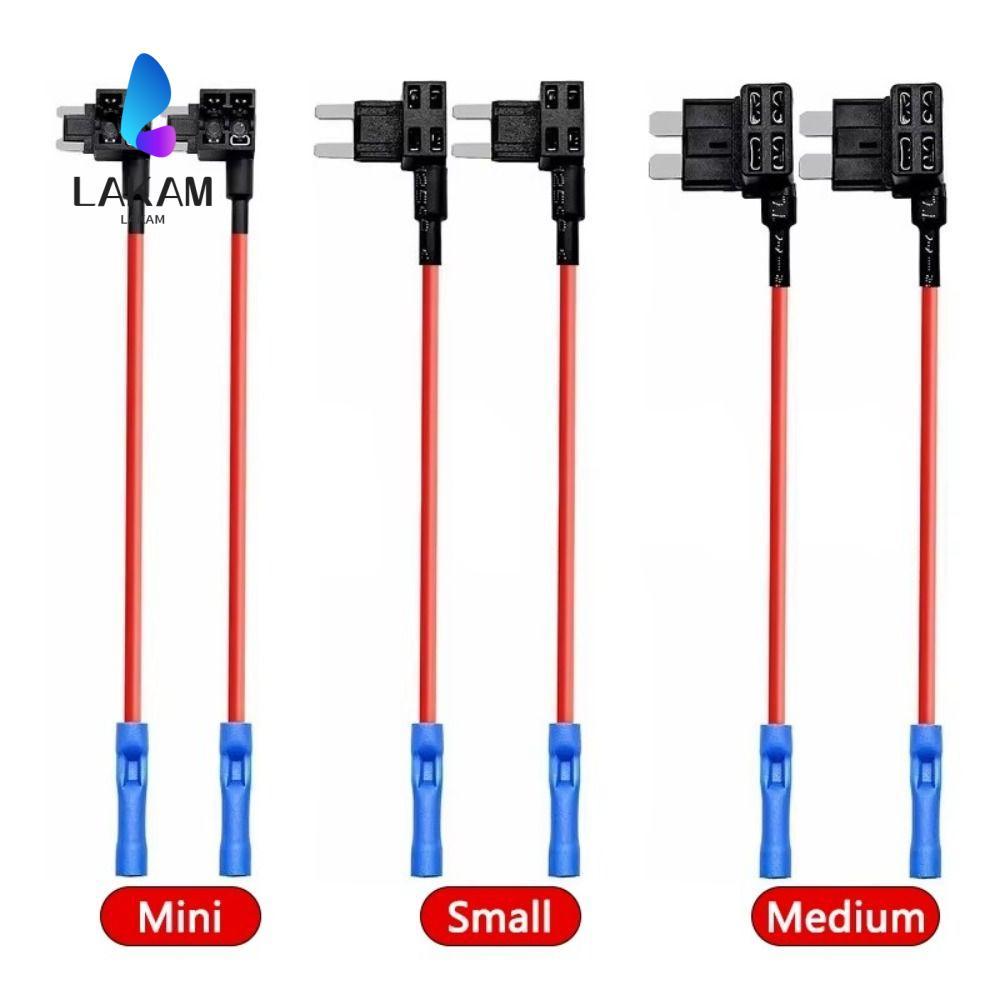 LAKAM Car Fuse Holder Tap, Standard 12V/24V Fuse Tap Adapter, Quick Connect Terminal Mini Blade Fuse