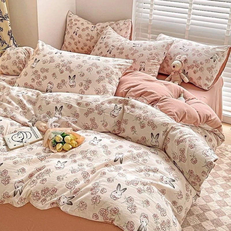 被套被罩全套四套三套被子水洗棉床单大学生宿舍床上用品Quilt cover quilt cover full set of four sets of three sets of quilt wash 