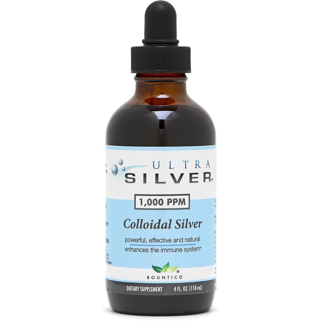 เงินอัลตร้าซิลเวอร์® เงินคอลลอยด์ | 1,000 PPM, 4 Oz (118mL) | อาหารเสริมแร่ธาตุ | เงินคอลลอยด์ทรู - 