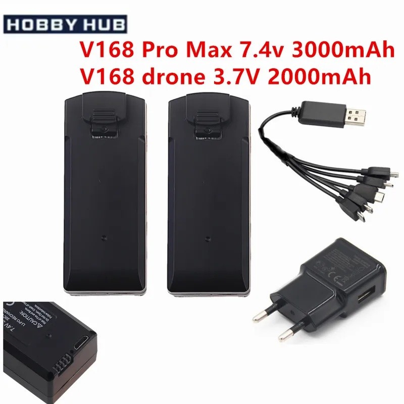 Original V168 GPS Drone แบตเตอรี่ 7.4V 3000mAh RC Quadcopter 3.7V 2000mAh V168 Pro Max อะไหล่แบตเตอร
