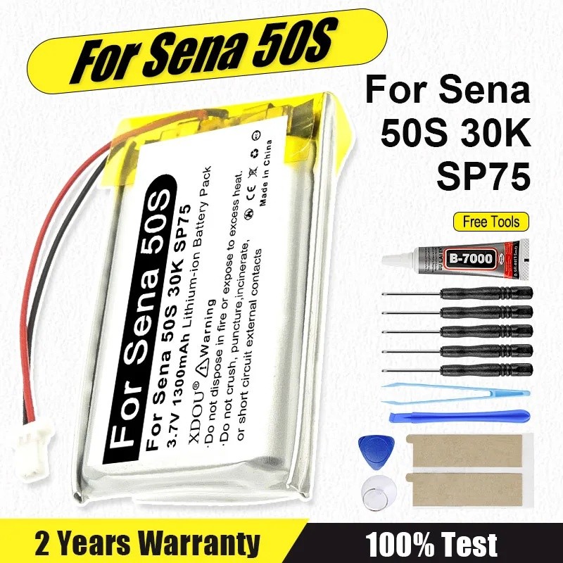 ยี่ห้อ-ใหม่ 3.7V 1300mAh แบตเตอรี่สําหรับ Sena 30K 50S,SP75 S7A-SP75 รถจักรยานยนต์ชุดหูฟังบลูทูธ,หมว