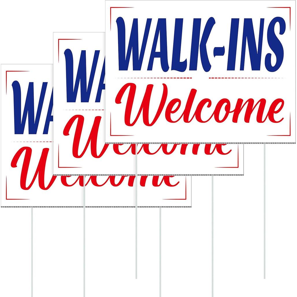 3 ชิ้น Walk Ins ยินดีต้อนรับ Yard Sign 15.7 x 11.8 นิ้ว Double Sided Garden Sign พร้อม Ground Stakes