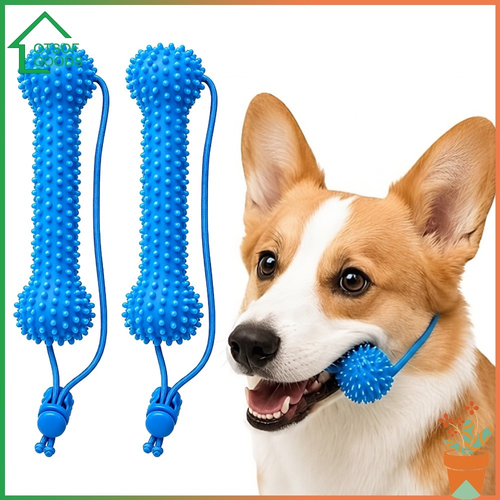 ✿ สินค้ามากมาย ✿  PVC สุนัขแปรงสีฟันของเล่นเชือกดึง Dual-Action Canine Dental Prop Interactive ฟันบด