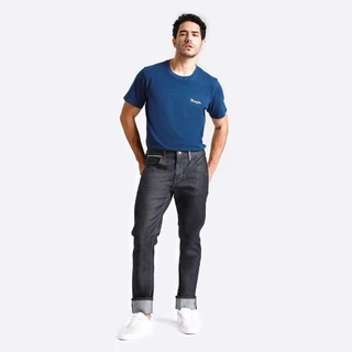WRANGLER กางเกงยีนส์ผู้ชาย (ริมน้ำเงิน) คอลเลคชั่น Original Wrangler เอวกลาง ทรงตรง รุ่น WR F123MGREN02 สียีนส์
