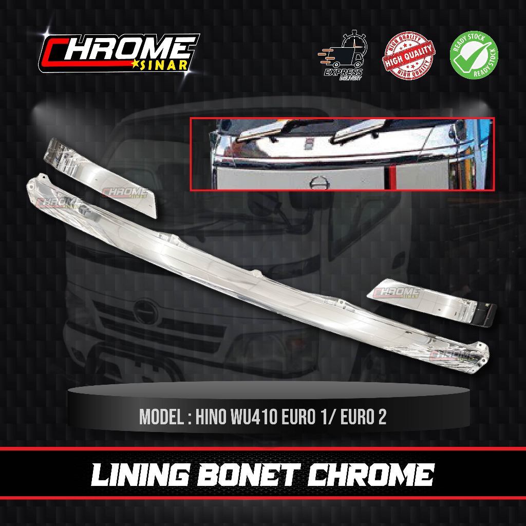 HINO WU410 EURO 1 / EURO 2 - LINING BONNET CHROME