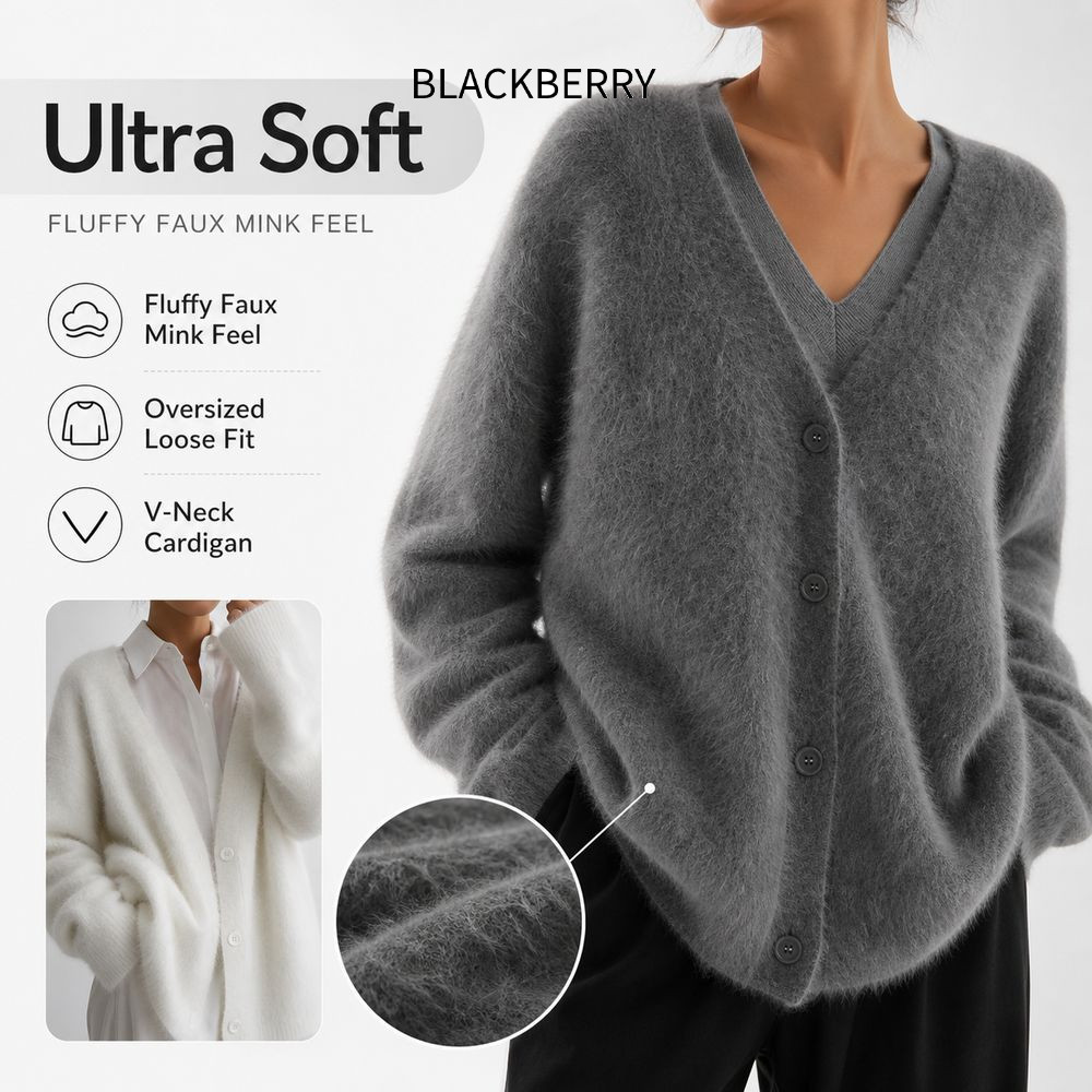 BLACKBERRY V Neck cardigan, Fuzzy Knit Button Front Fuzzy Cardigan, V Neck Long Sleeve Warm Button F