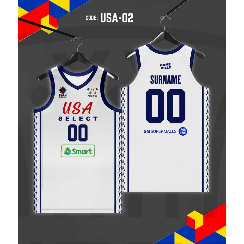 PREMIUM BASKETBALL JERSEY PERSONALIZED (USA SELECT-BLUE & WHITE )