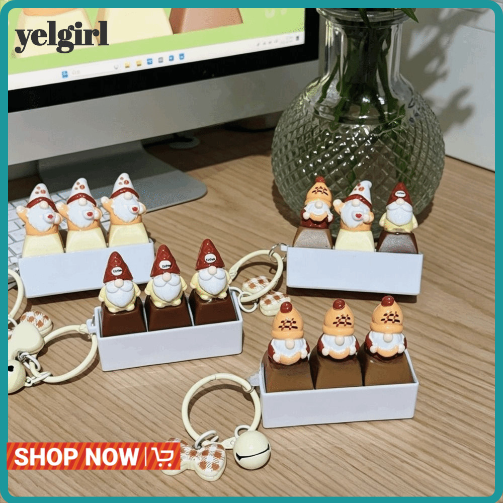 AGLYELGIRL พวงกุญแจของเล่น Fidget, การ์ตูน Dwarf Keycap แกนเงียบ Fidget ของเล่น, สนุก 3 Key Keycap D