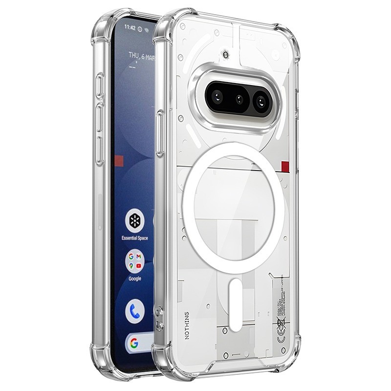 สําหรับ Nothing Phone 4b 4a Pro Nothing Phone 3 3a Pro 3a Lite Phone 2a Plus CMF Phone 1 2 Pro โปร่งใสแม่เหล็กโทรศัพท์กรณีถุงลมนิรภัยกันกระแทกซิลิโคนแข็ง
