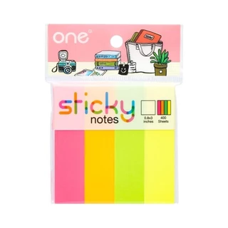 ONE กระดาษโน้ตกาวในตัว รุ่น 1220 คละสี 4 สี ขนาด 0.8x3 นิ้ว (400 แผ่น/แพ็ค)