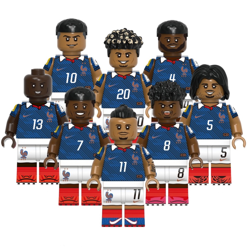Football Action Figures Upamecano Mbappe Doue Kante Kounde Dembele Tchouameni  Building Block Collec