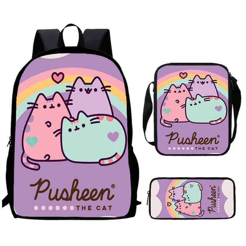 ขายร้อนสไตล์ใหม่ Pusheen Pusheen Pusheen Merchandise พิมพ์กระเป๋าเป้สะพายหลังกระเป๋านักเรียนประถมกระ