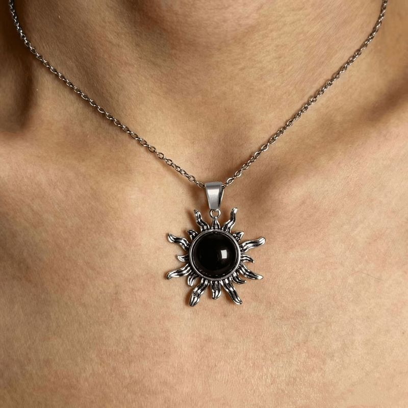 My Gothic Bohemian Sun Necklace Black Agate Sun Witch Necklace 0816