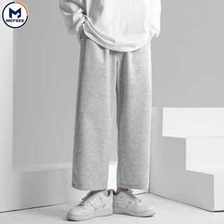 MEFEEE กางเกงวอร์มขากว้างทรงหลวม Unisex กางเกงกีฬาอเนกประสงค์สีดําสีเทา