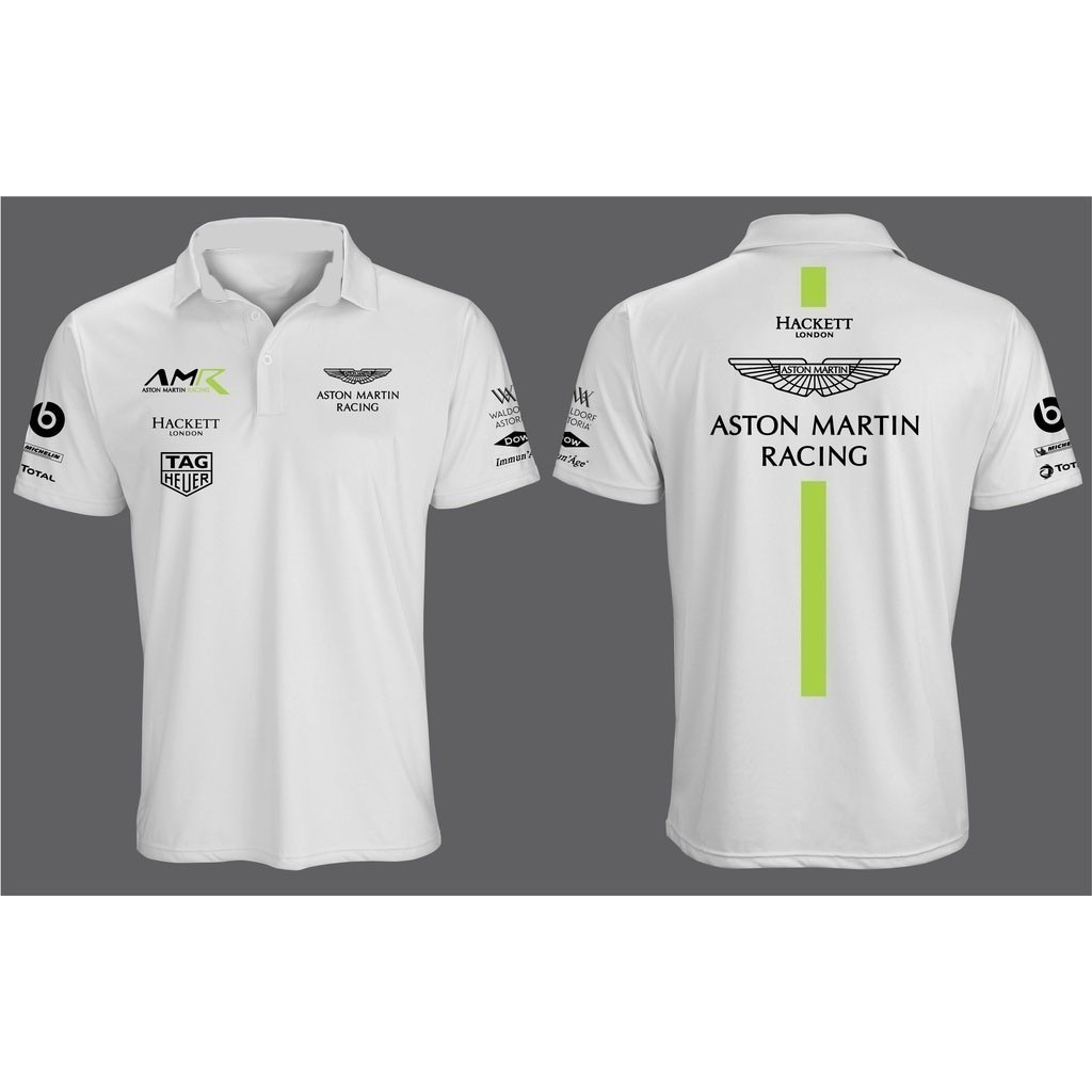 【polo shirt】 Cotton Camisa Polo Formula Satu F1 Aston Martin Racin Men's Street Leisure Polo Shirt S
