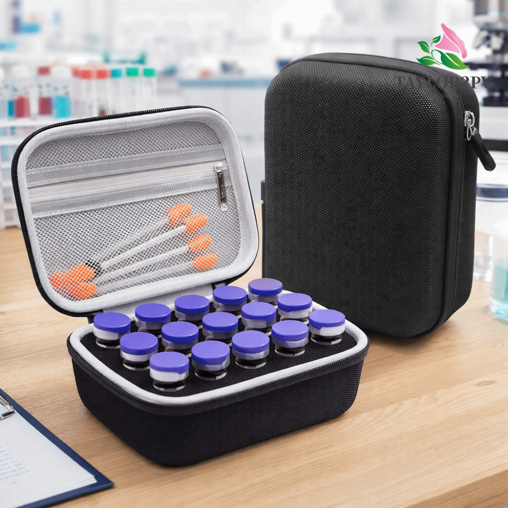 TAYLOR2PV กล่องเก็บของ, เคส Vials ความจุขนาดใหญ่ 15 ช่อง, Vials Storage กันน้ํา 10ML Vials ทนต่อการส