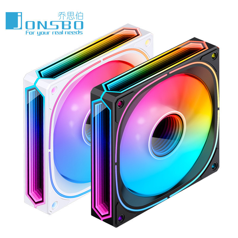 Qiao Sibo FR505 สีขาว 12 ซม.พัดลมแชสซี ARGB สีขาวสามด้านกระจกคอมพิวเตอร์เดสก์ท็อปพัดลมระบายความร้อน