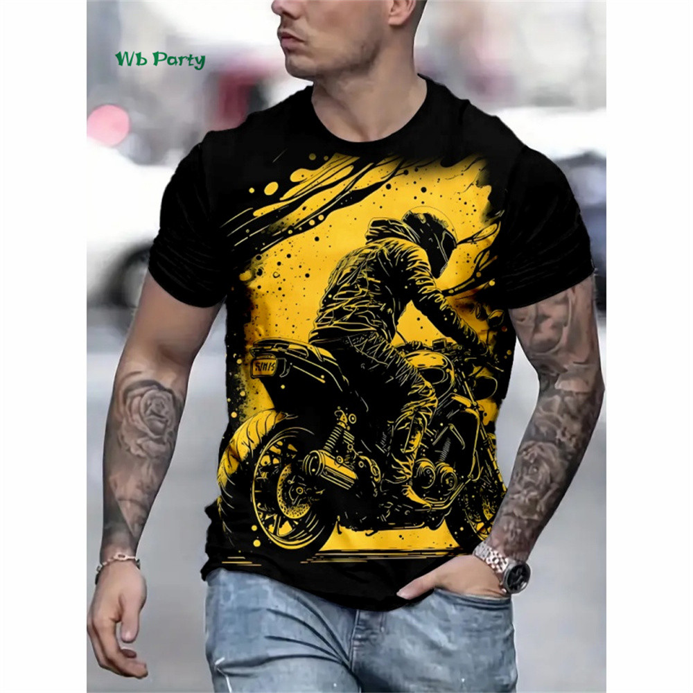 0818[Local Stock] VCC แฟชั่นรถจักรยานยนต์  พิมพ์ผู้ชายเสื้อยืดแขนสั้นผู้ชายเสื้อยืด Street Casual O 