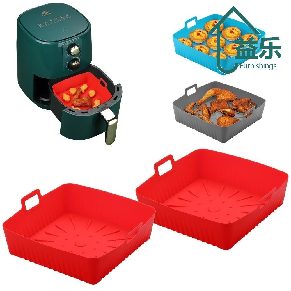 ANTINON Air Fryer Liners,มีด้ามจับซิลิโคนถาดอบ,ทนความร้อนReusable 9 "ขนาดใหญ่Air Fryer Lining Padสํา