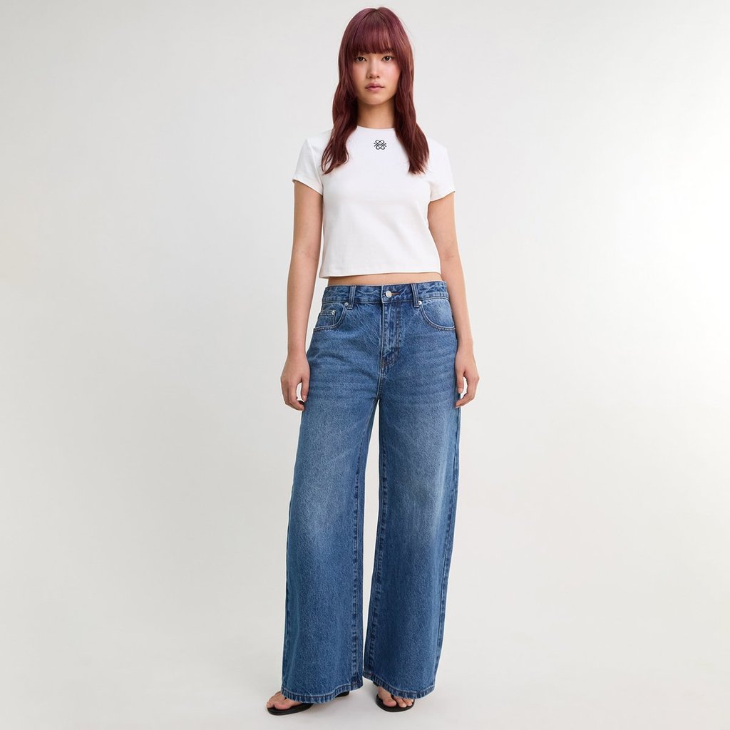 [Pomelo] กางเกงยีนส์ทรงขากว้างเอวสูง / Low Waist Wide Leg Jeans