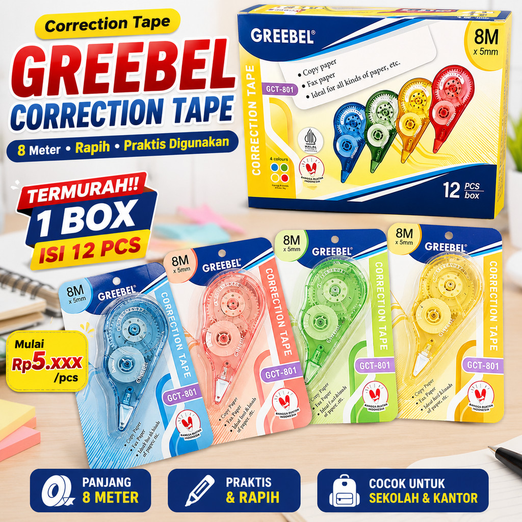 Type X Paper Roll Greebel Correction Tape GCT-801 (PCS) - Tip Ex Cute Aesthetic Paper