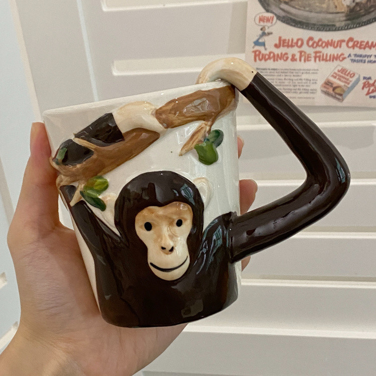 Ins Niche ถ้วยน้ําตลก Gibbon Monkey เครื่องปั้นดินเผา20260825