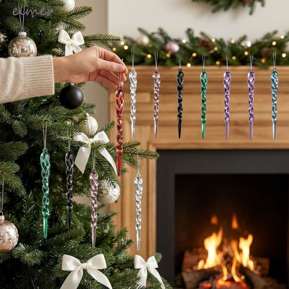 ELMER 12 ชิ้น Xmas Icicle จี้,จําลอง Icicle อะคริลิคต้นคริสต์มาส Icicle เครื่องประดับ, Elegant โปร่ง