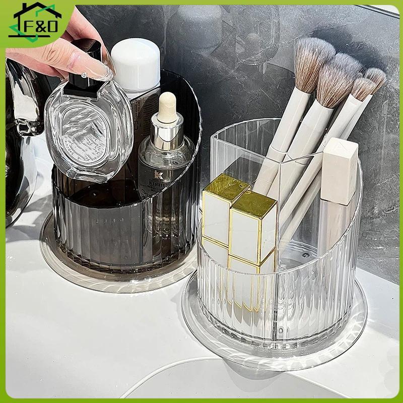 F&O Clear 360 องศา Spin Makeup Organizer 3 ช่องโปร่งใสกล่องเก็บเครื่องสําอางสําหรับห้องน้ํา Nice ของ