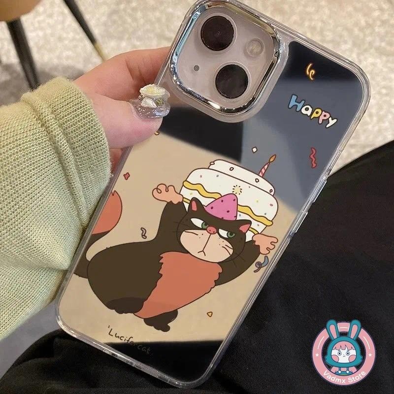 แมวตลกกระจกเคสโทรศัพท์สําหรับRealme GT 8 7 5 Pro 3 Neo 8 7X 7 6 5 SE 240W V70 V60 V60S V23 V23i P4X 
