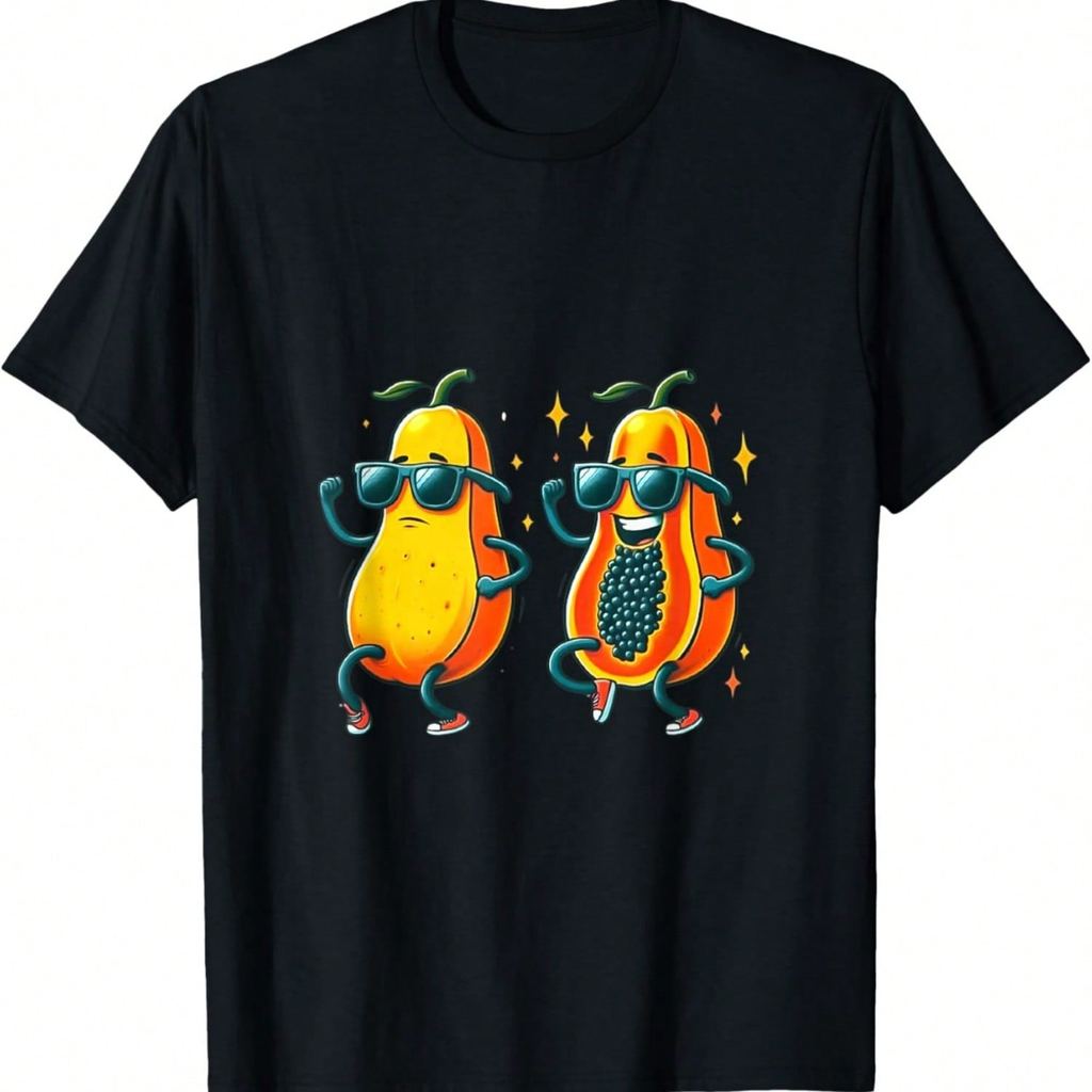 Dancing Papaya พร้อมแว่นกันแดด - เสื้อยืด Cool Fruit Vibes
