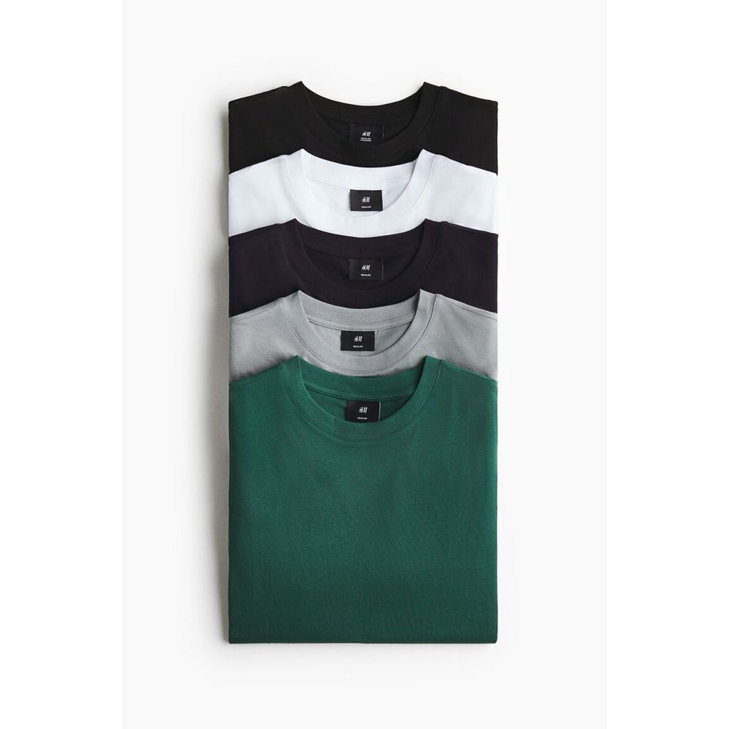 H&M(เอชแอนด์เอ็ม) แพ็ค 5 ตัว เสื้อยืด Regular Fit ผู้ชาย 1216851_23