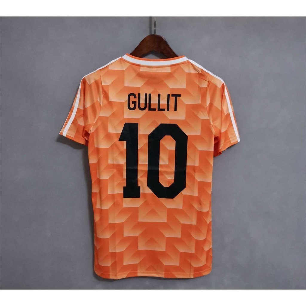 1988 เสื้อฟุตบอลเหย้าที่กําหนดเองคุณภาพสูงดัตช์ GULLIT VAN BASTEN SSS+ABWW