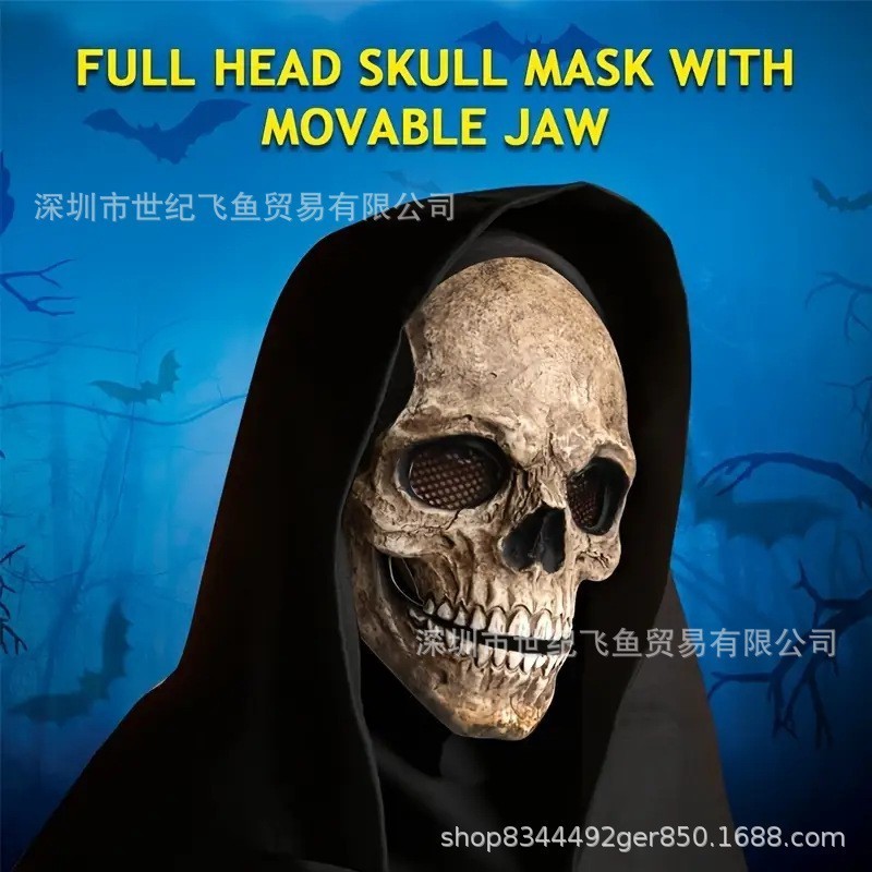 ฮาโลวีน Skull Skull Movable ปากหน้ากากหมวกปาก Movable Skull Full Skull Mask