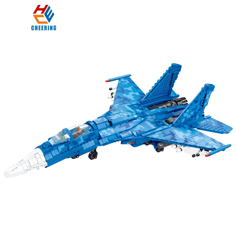 Jie Star JJ61050 Creative Model Military Series SU-35 Fighter Building Blocks เครื่องบิน DIY ประกอบข