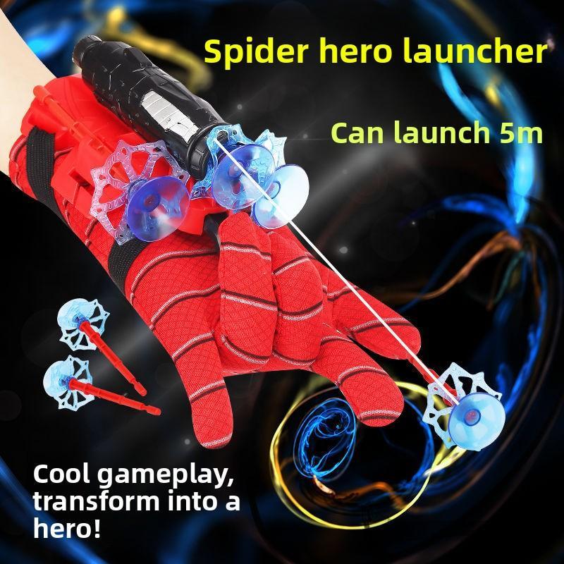 Spiderman Web Shooter Aiming Motion Gift Launcher ของเล่นกระสุนอ่อนสามารถเปิดตัว 5m